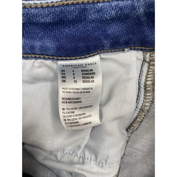 American Eagle Hi Rise Jegging Jeans Womens 6 Acid Wash Distressed Stretch Denim - Picture 11 of 12